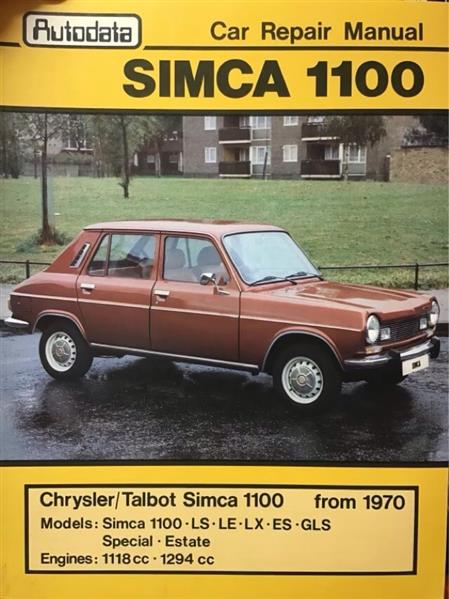 Autodata Chrysler\Talbot Simca 1100 from 1970 - Simca 1100 LS, LE, LX, ES, GLS, Special, Estate